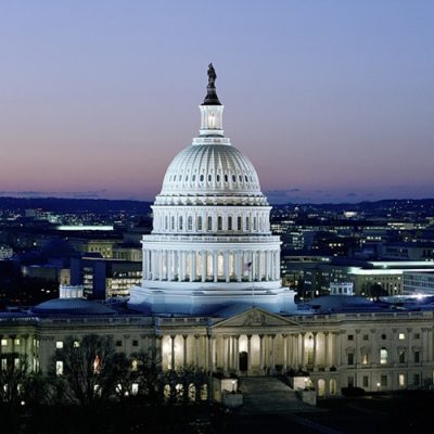 Capitol building photo, taken at night.